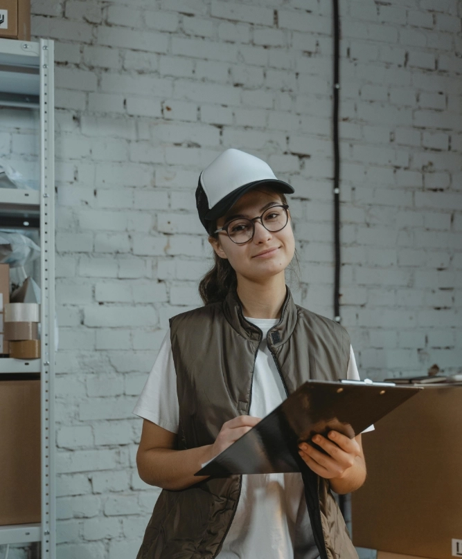 Fiatal egy raktárban